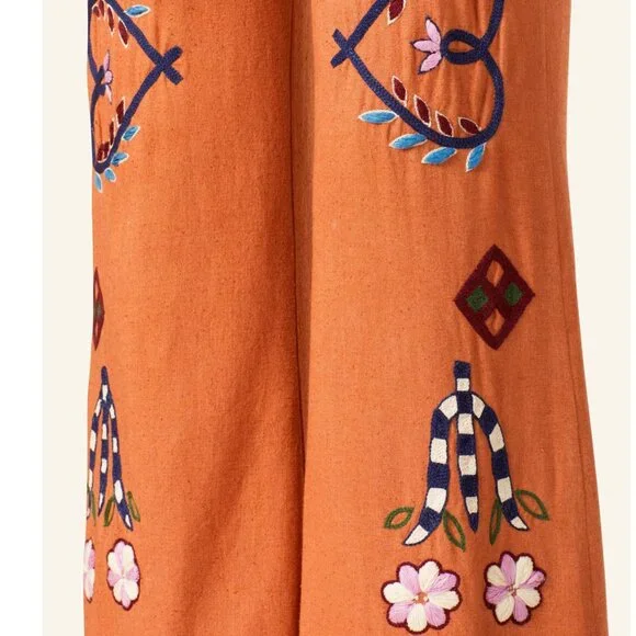 Alix of Bohemia *NEW* Charlie Sienna Poppy Embroidered Pant - Picture 4 of 16